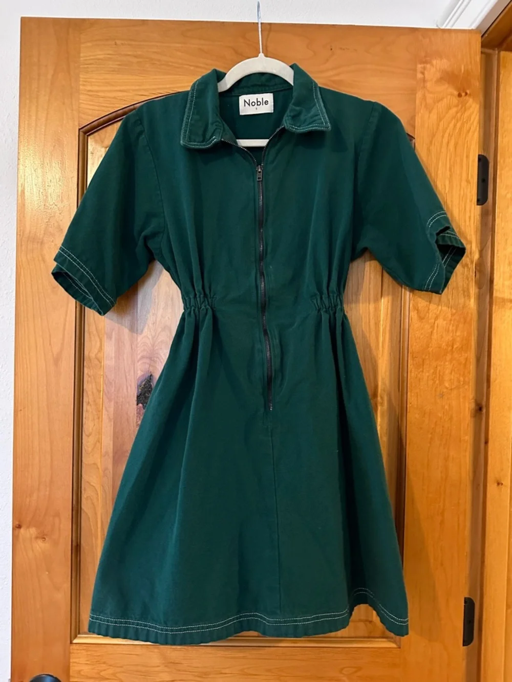 Noble Utility Dress in Hunter Green - Picture 6 of 7